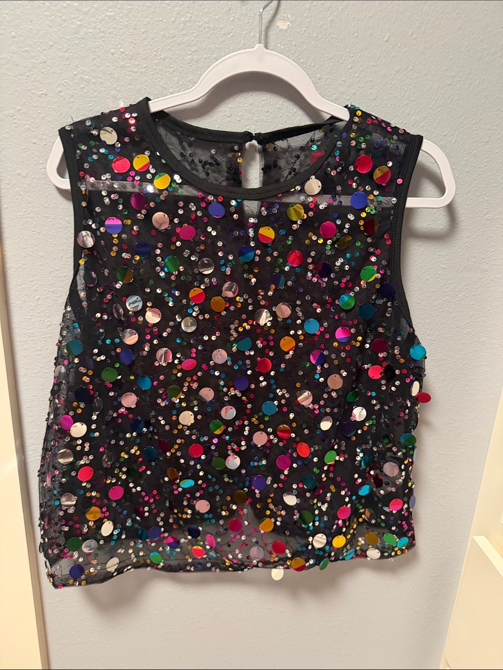 Bundle of 2!SHEIN Black Mesh Tops Multicolor Sequins